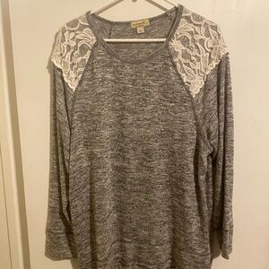 ONE WORLD Gray Embellished Long Sleeve Hoodie